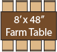 8x48 farm table with 8 chairs